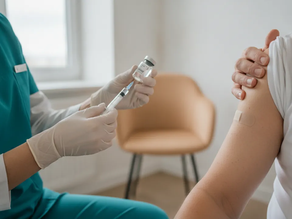 A nurse giving a patient a vaccination